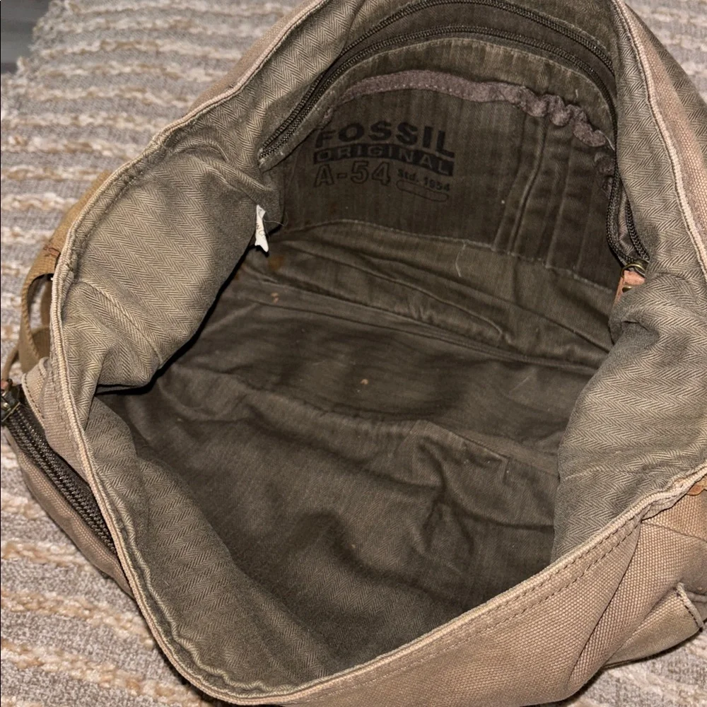 Fossil Original A-54 Messenger Commuter Bag Brown Canvas Shoulder Crossbody